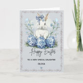 Personalized Blue Easter Bunny Daughter Card Kaart (Voorkant)