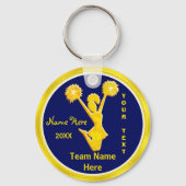 PERSONALIZED Blue en Gold Cheap Cheerleader Gifts Sleutelhanger (Voorkant)