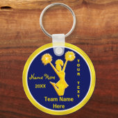 PERSONALIZED Blue en Gold Cheap Cheerleader Gifts Sleutelhanger (Achterkant)