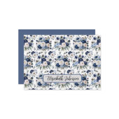 Personalized Blue Floral Botanical Note Card Notitiekaartje (Voorkant / Achterkant in situ)