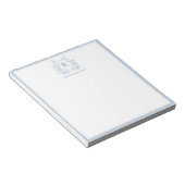 Personalized Blue Floral Crest Notepad Notitieblok (Schuin)