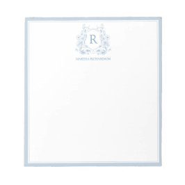 Personalized Blue Floral Crest Notepad Notitieblok