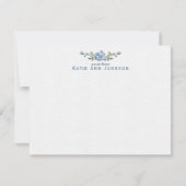 Personalized Blue Floral Custom Stationery Notitiekaartje (Voorkant)