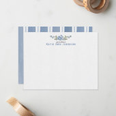 Personalized Blue Floral Custom Stationery Notitiekaartje (Voorkant / Achterkant in situ)