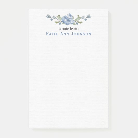 Personalized Blue Floral Custom Stationery Post-it® Notes (Voorkant)
