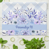 PERSONALIZED Blue Floral Kitchen Towel Theedoek (Gevouwen)