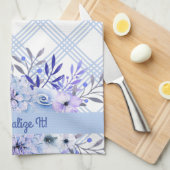 PERSONALIZED Blue Floral Kitchen Towel Theedoek (Quarter Fold)