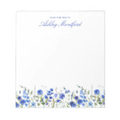 Personalized Blue Floral Notepad Notitieblok (Voorkant)