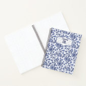 Personalized Blue Floral Spiral Notebook 8.5x11 Notitieboek (Binnen)