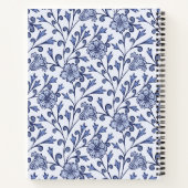 Personalized Blue Floral Spiral Notebook 8.5x11 Notitieboek (Achterkant)
