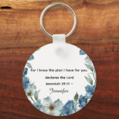 Personalized blue flower Bible Scripture jeremiah Sleutelhanger (Voorkant)