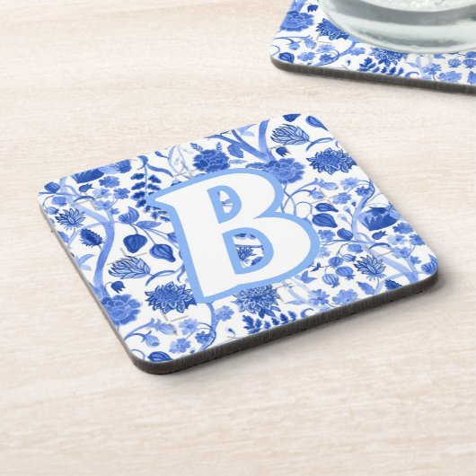 Personalized Blue French Toile B Bier Onderzetter (Linkerzijde)