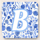 Personalized Blue French Toile B Bier Onderzetter (Voorkant)