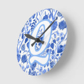 Personalized Blue French Toile Q Ronde Klok (Hoek)
