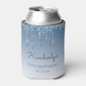 Personalized Blue Glitter Drip 50th Birthday Blikjeskoeler (Blikje Voorkant)