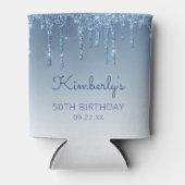 Personalized Blue Glitter Drip 50th Birthday Blikjeskoeler (Voorkant)