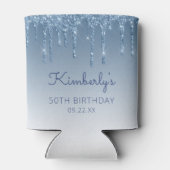 Personalized Blue Glitter Drip 50th Birthday Blikjeskoeler (Achterkant)