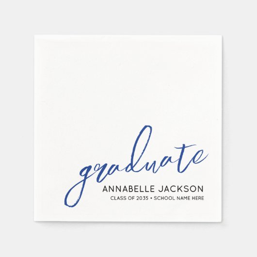 Personalized Blue Graduation Napkins Servet (Voorkant)
