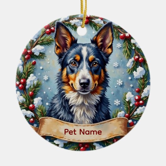 Personalized Blue Heeler Christmas Keramisch Ornament (Voorkant)