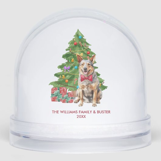Personalized Blue Heeler Dog Christmas Sneeuwbol (Voorkant)