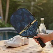 Personalized Blue Leopard Print Tropical Floral Pickleball Paddle