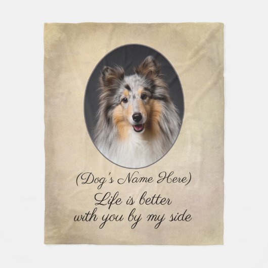 Personalized Blue Merle Sheltie Love Fleece Blanke Deken (Voorkant)
