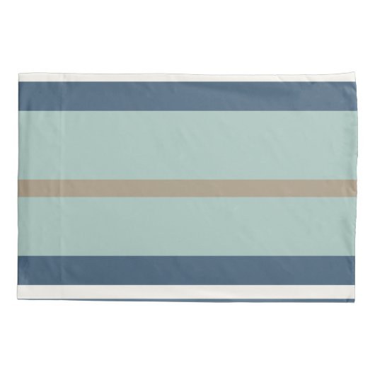 Personalized Blue Mint Tan Stripe Monogram Coastal Kussensloop (Achterkant)