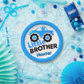 Personalized Blue Monster Truck Little Brother Papieren Bordje (Feest)