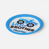 Personalized Blue Monster Truck Little Brother Papieren Bordje (Gekanteld)