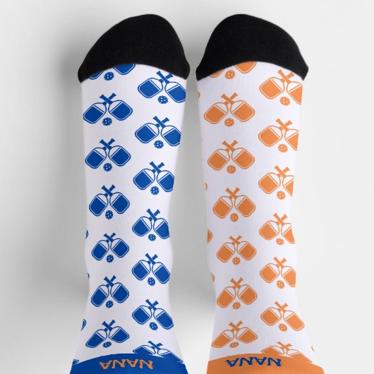 Personalized Blue Orange Odd Pickleball Socks Sokken (Top)