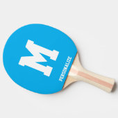 Personalized blue ping pong table tennis paddle tafeltennisbatje (Zijkant)