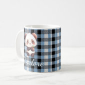Personalized Blue Plaid Panda Koffiemok (Voorkant links)