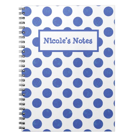 Personalized Blue Polka Dots Notitieboek (Voorkant)