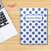 Personalized Blue Polka Dots Notitieboek