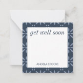 Personalized Blue Retro Flower Notitiekaartje (Voorkant)