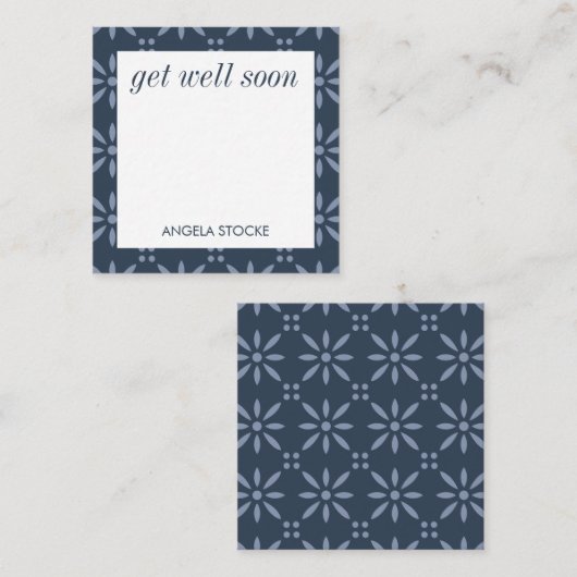 Personalized Blue Retro Flower Notitiekaartje (Voorkant / Achterkant)
