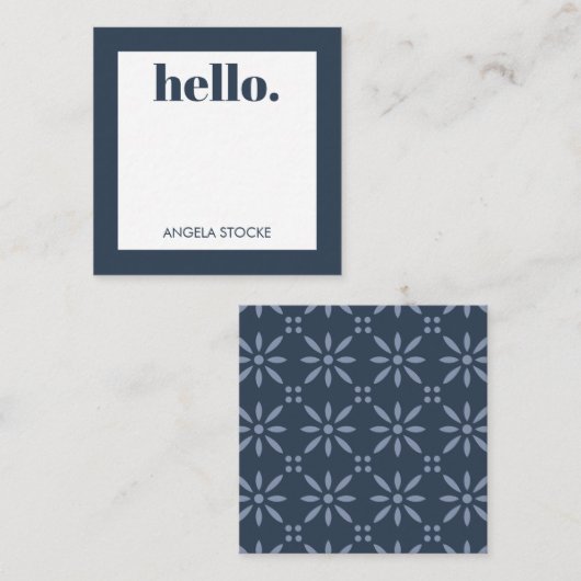 Personalized Blue Retro Flower Notitiekaartje (Voorkant / Achterkant)