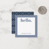 Personalized Blue Retro Flower Notitiekaartje (Voorkant / Achterkant in situ)