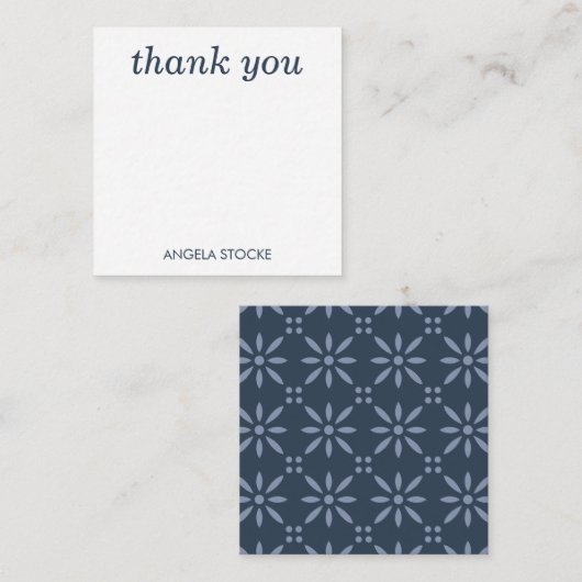 Personalized Blue Retro Flower Notitiekaartje (Voorkant / Achterkant)