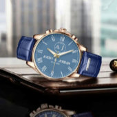 Personalized Blue Roman Numeral Luxury Custom Gift Horloge