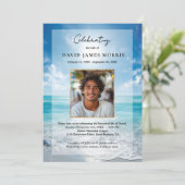 Personalized Blue Sky Funeral Invitation Kaart (Staand voorkant)