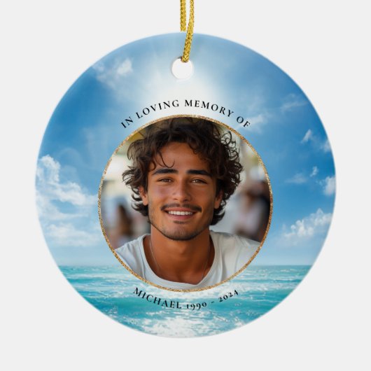 Personalized Blue Sky Memorial Ornament (Voorkant)