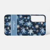 Personalized Blue Snowflake Phone Case Samsung Galaxy Hoesje (Achterkant horizontaal)