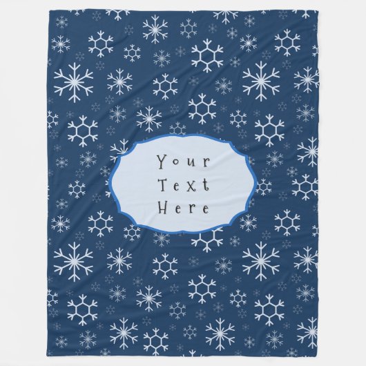 Personalized Blue Snowflake Winter Fleece Deken (Voorkant)