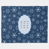 Personalized Blue Snowflake Winter Fleece Deken (Voorkant (Horizontaal))