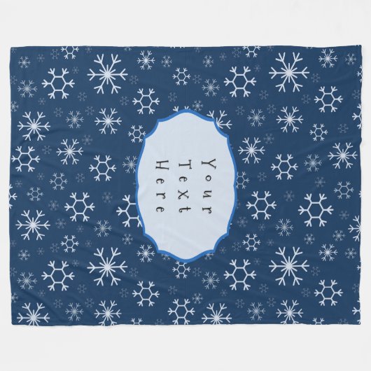 Personalized Blue Snowflake Winter Fleece Deken (Voorkant (Horizontaal))