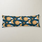 Personalized Blue Sun Moon Good Night Good Morning Lichaamskussen (Achterkant)