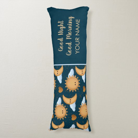 Personalized Blue Sun Moon Good Night Good Morning Lichaamskussen (Voorkant Verticaal)
