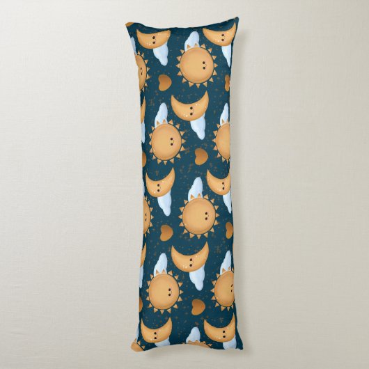 Personalized Blue Sun Moon Good Night Good Morning Lichaamskussen (Achterkant (Verticaal))