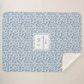 Personalized Blue Toile Floral Cozy Gift Blanket Sherpa Deken (Voorkant (horizontaal))